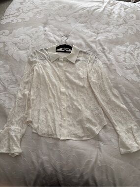 PAIGE off-white chiffon Button-Down Blouse with camisole